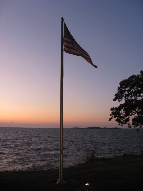 Flag at sunset on Put-in-Bay